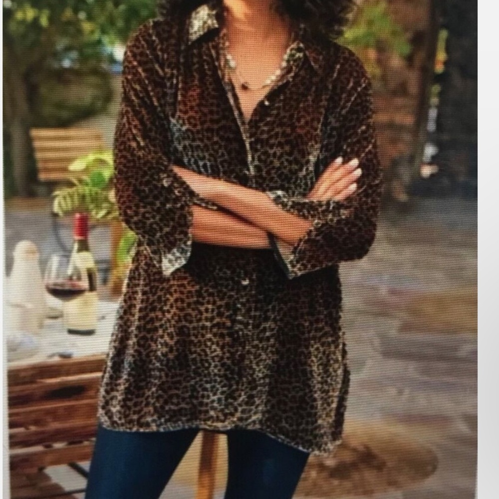 Soft Surroundings Icons Velvet Poets Leopard Tunic Shirt